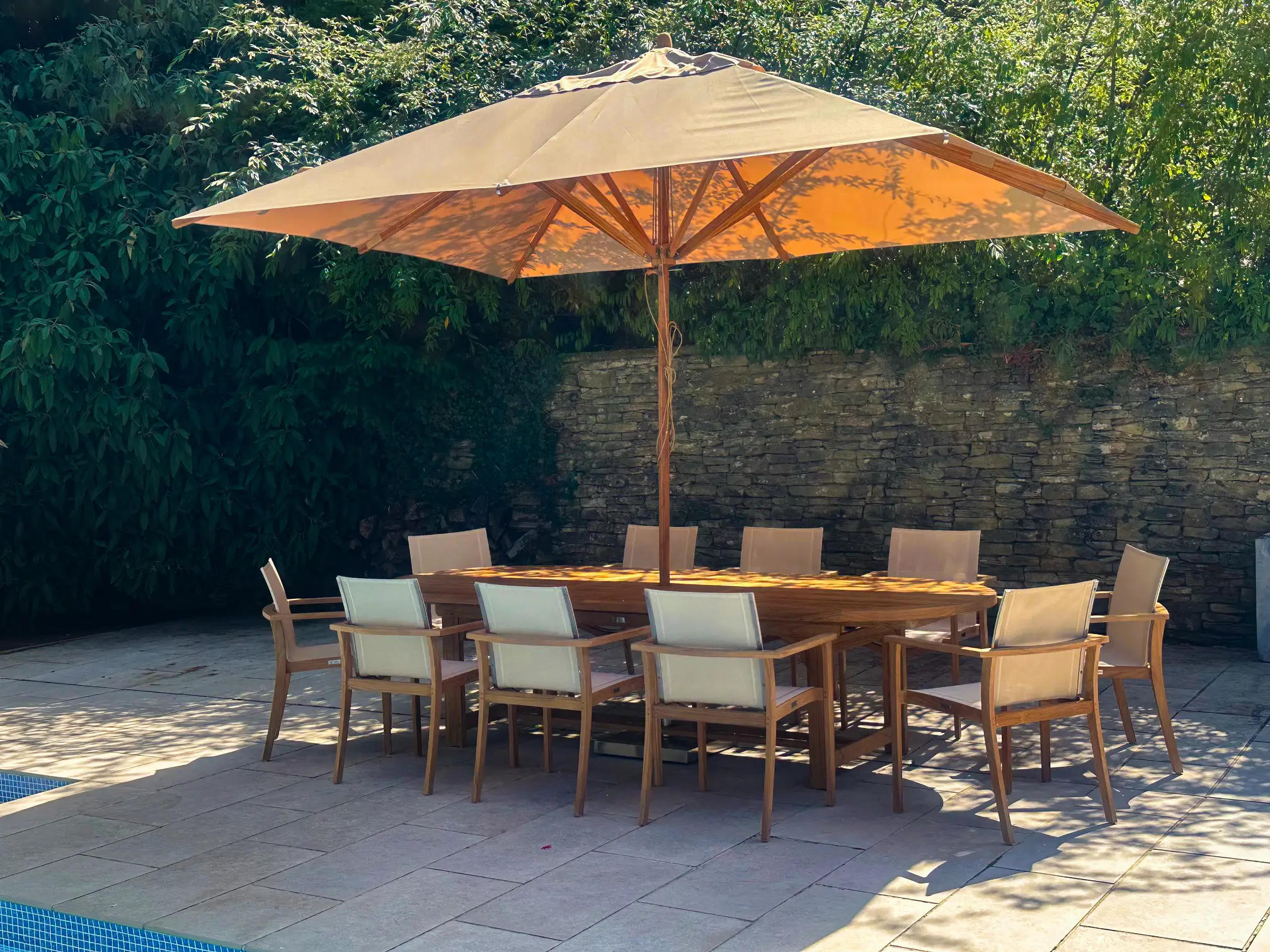 Bamboo 3.5m x 2.5m Rectangular Parasol Beige