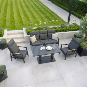 Juno 3 Seater Aluminium Wood Effect Lounge Dining