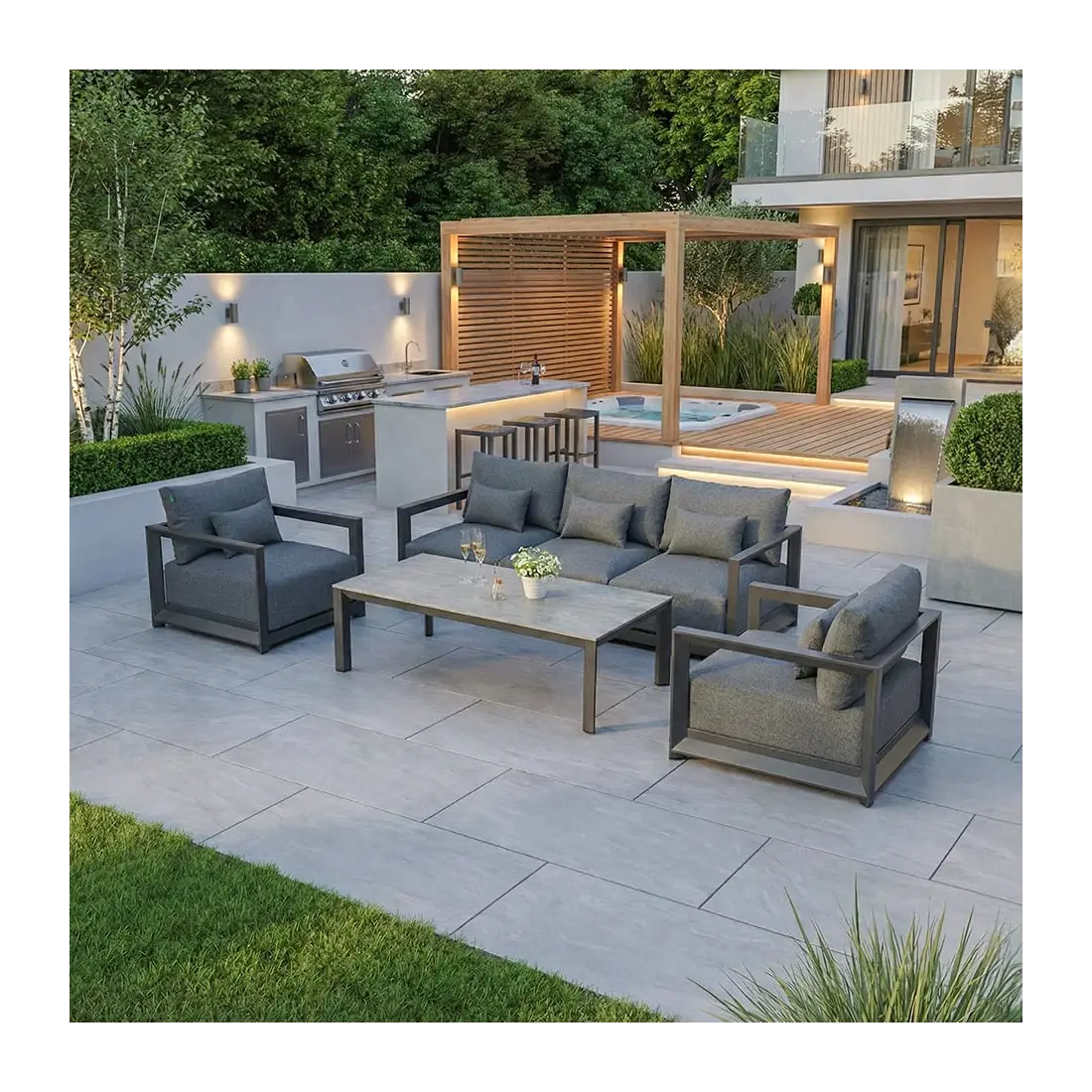 Rex Aluminium 3-Seater Sofa Set - Weatherproof Outdoor