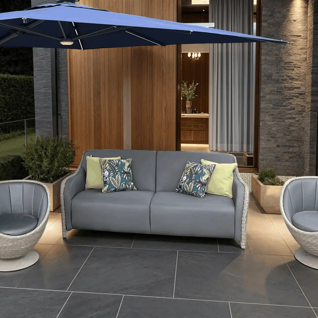 Meteor 3 Seater Sofa & 2 Swivel Chairs Garden Lounge Set Meteor 3 Seater Sofa & 2 Swivel Chairs Garden Lounge Set