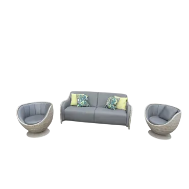 Meteor 3 Seater Sofa & 2 Swivel Chairs Garden Lounge Set