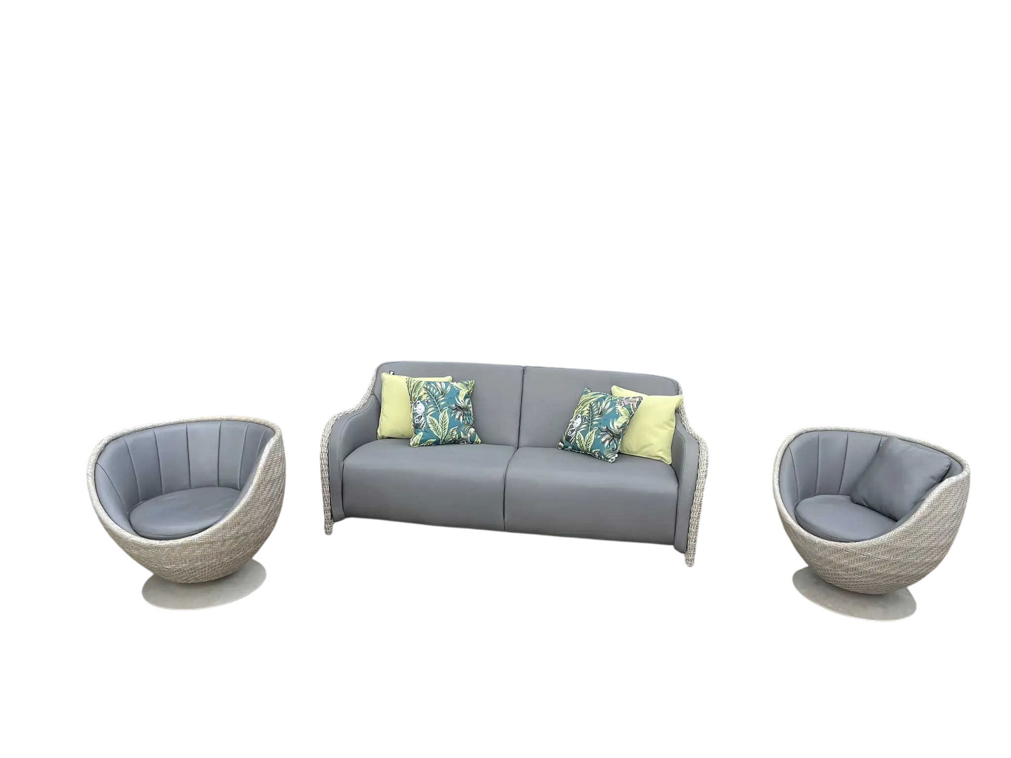 Meteor 3 Seater Sofa & 2 Swivel Chairs Garden Lounge Set