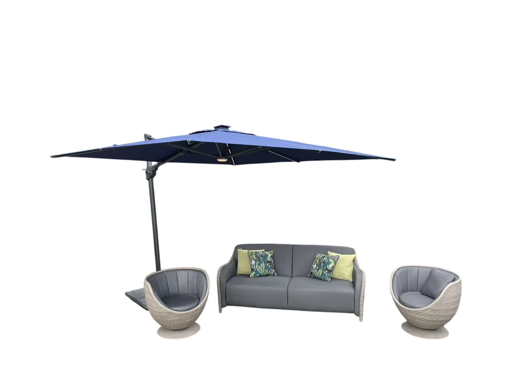 Meteor 3 Seater Sofa & 2 Swivel Chairs Garden Lounge Set
