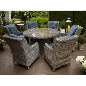 Valencia 6 Dining Armchair Round Set