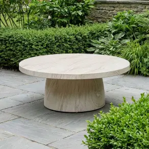 Round Garden Stone Coffee Table in Marble Effect