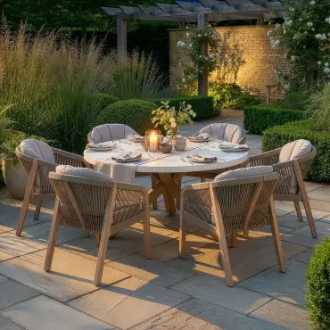 Antigua Rope Weave 6 Seat Round Dining Set