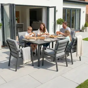 Isaac 6 Seat Aluminium Wood Dining