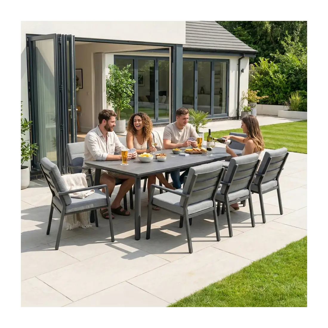 Isaac 8 Seat Aluminium Wood Dining Set Estepona Spain Isaac 8 Seat Aluminium Wood Dining Set Estepona Spain