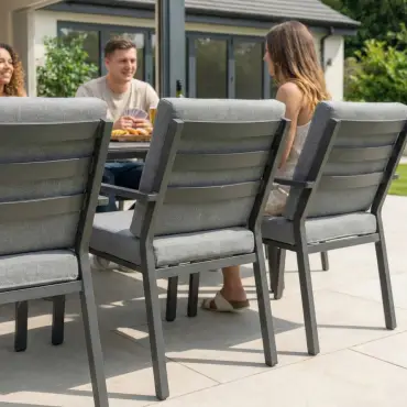 Isaac 8 Seat Aluminium Wood Dining Set Estepona Spain