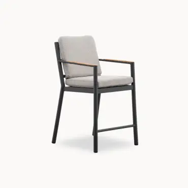 Monti 6 Seat Aluminium Wood High Dining Set - Rectangular Table