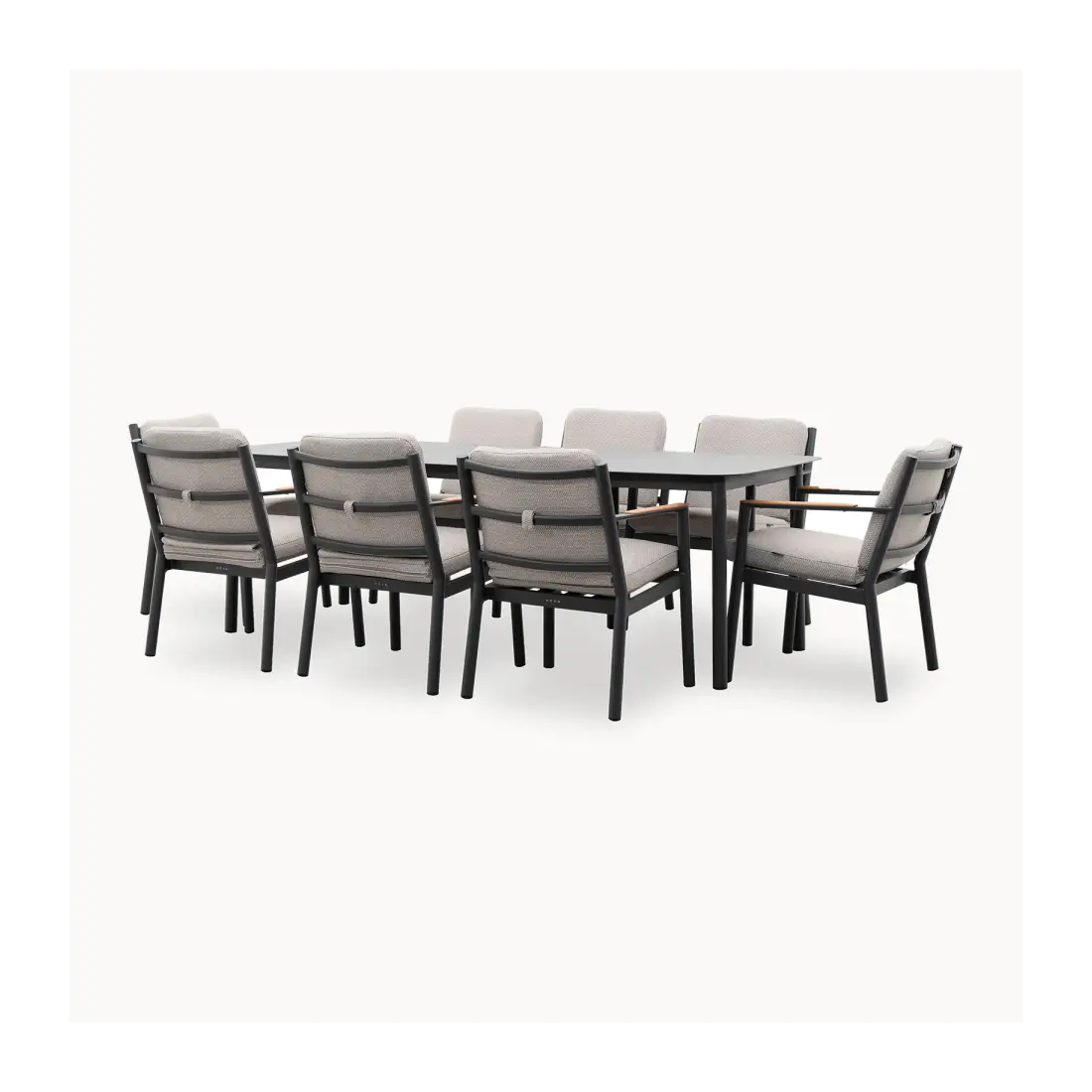 Monti 8 Seat Aluminium Wood Dining Set - Rectangular Table