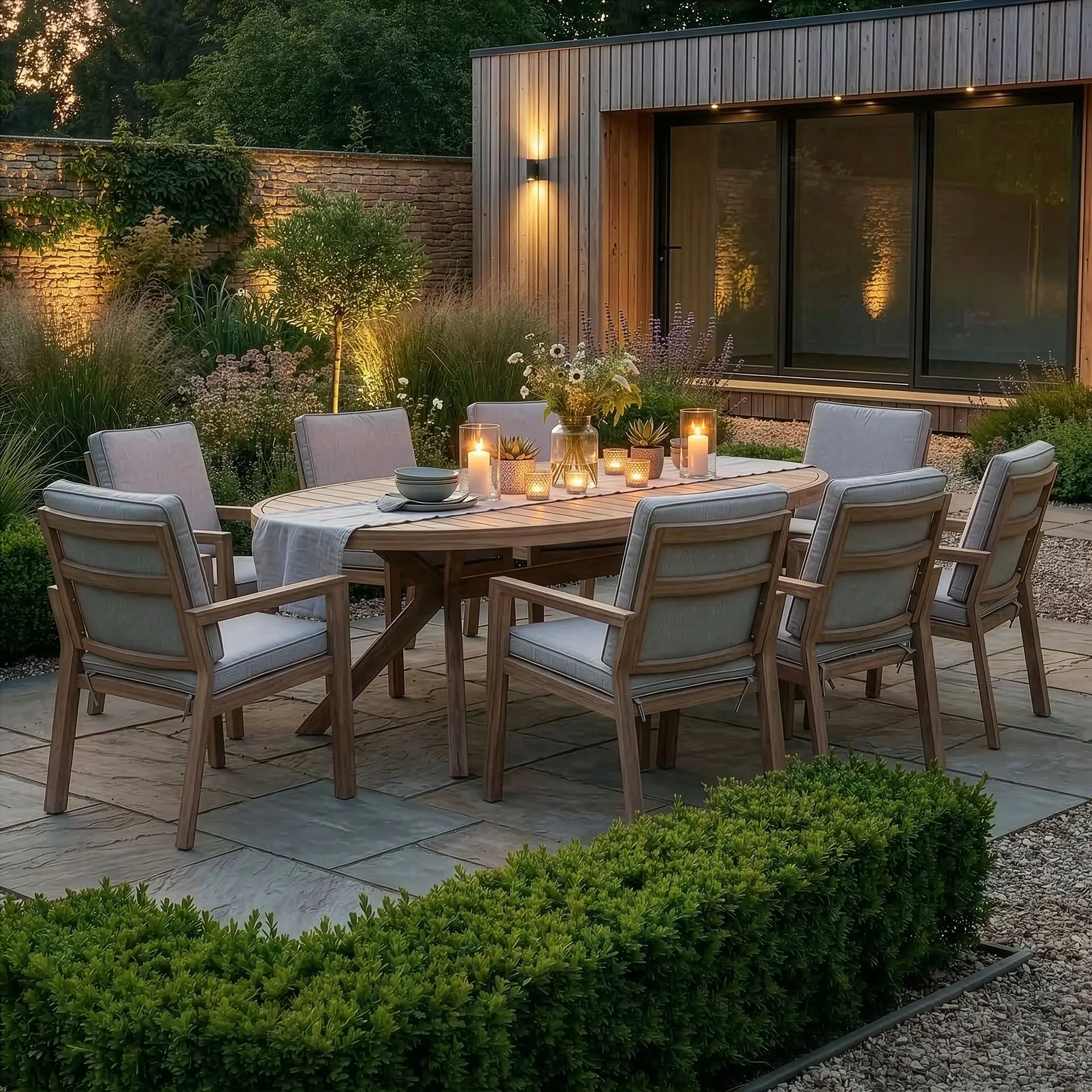 New York 8 Seat Oval Dining Set