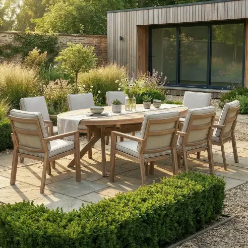 New York 8-Seat Oval Dining Set | Garden Furniture Spain