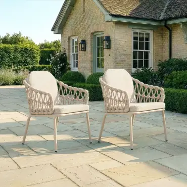 Pair of Sicily Open Rope Weave Garden Dining Chairs