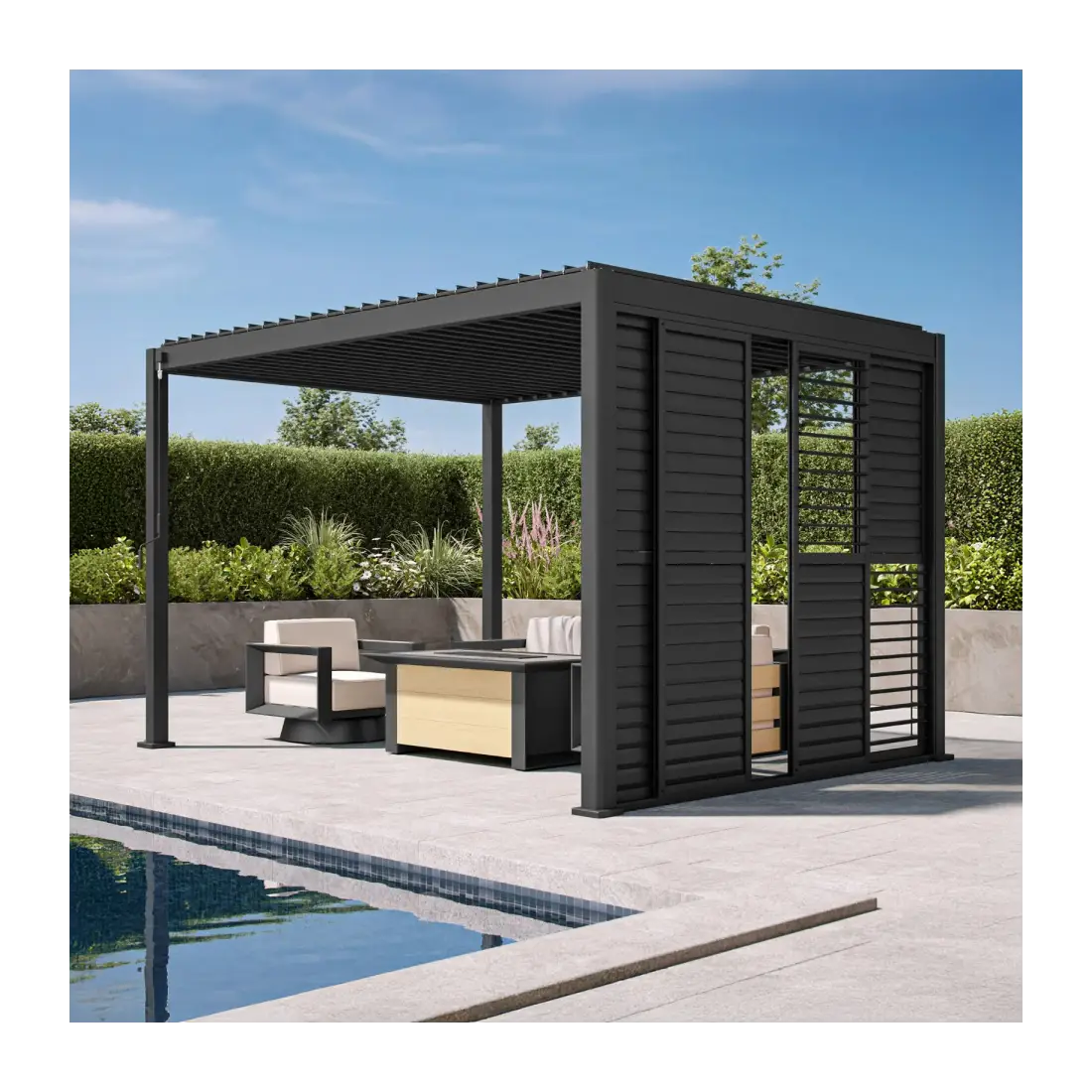 Titan Sliding Shuttered Doors for 3m Pergola