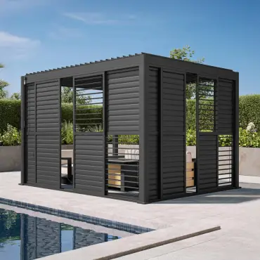 Titan Sliding Shuttered Doors for 3.6m Pergola