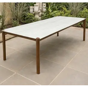 Veluta Curve Teak Dining Table 2.4m - TeakCertified