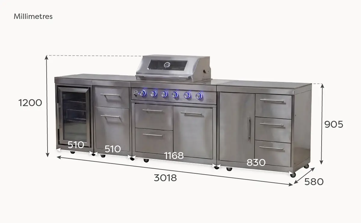 Stanley Straight 4 Burner Gas BBQ S3018-B - Stainless Steel