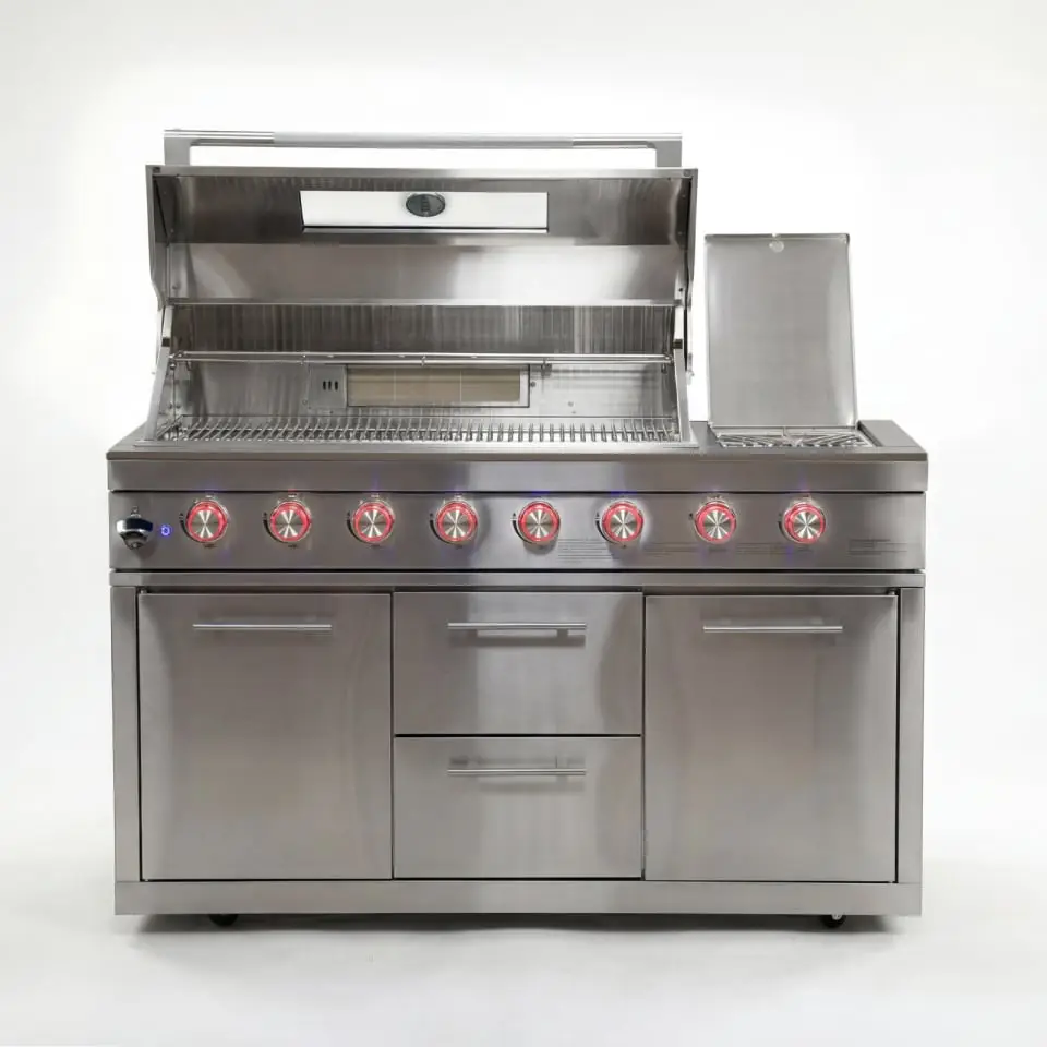 Stanley 6 Burner Gas BBQ - Integrated Side Burner Modular Unit