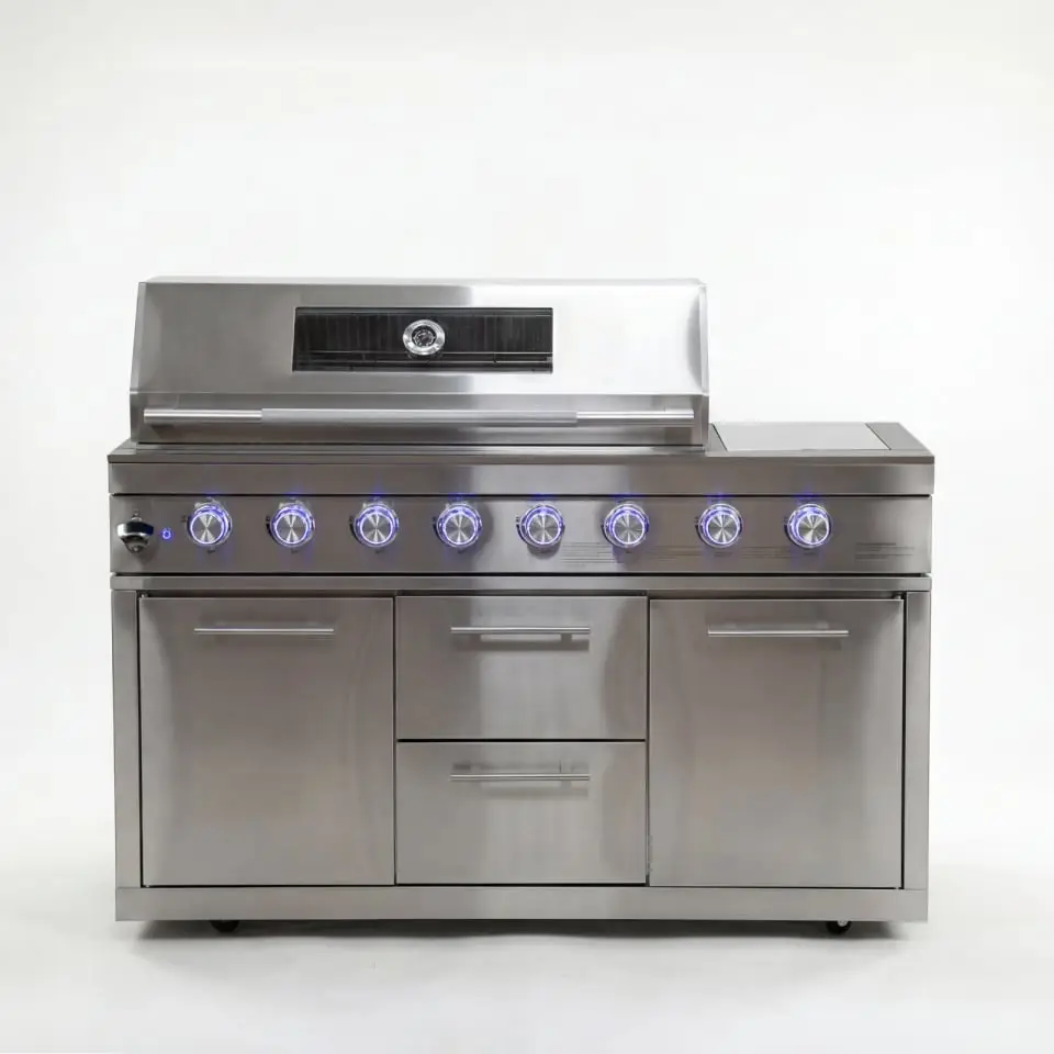 Stanley 6 Burner Gas BBQ - Integrated Side Burner Modular Unit