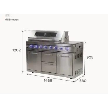 Stanley 6 Burner Gas BBQ - Integrated Side Burner Modular Unit