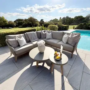 Summer Corner Sofa Set - Round Coffee Table & Side Table