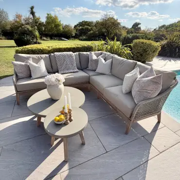 Summer Corner Sofa Set - Round Coffee Table & Side Table