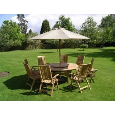 Chunky 180cm table - 8 recliners