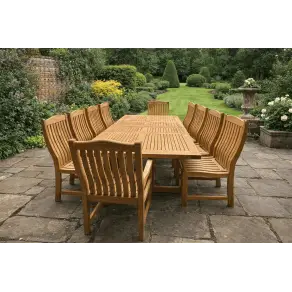 Malvern Luxury Teak 10 chair Dining Set - Certified