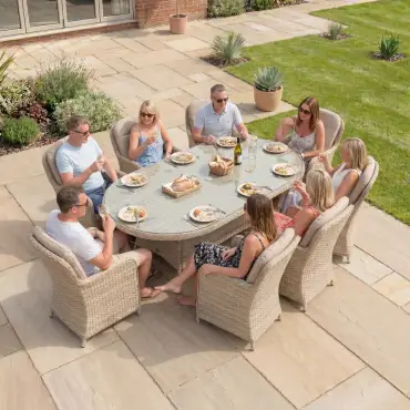 Audrey 8 Seat Rattan Dining Set - Oval Table
