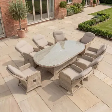 Audrey 8 Seat Rattan Reclining Dining Set - Oval Table