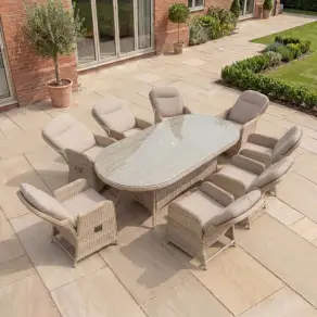 Audrey 8 Seat Rattan Reclining Dining Set - Oval Table