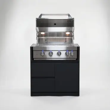 Oakley 4 Burner Gas BBQ - Double Drawer & Cupboard Modular Unit