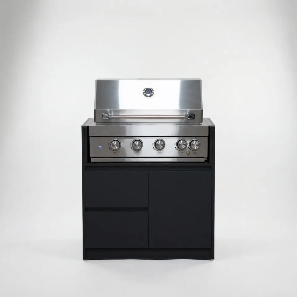 Oakley 4 Burner Gas BBQ - Double Drawer & Cupboard Modular Unit