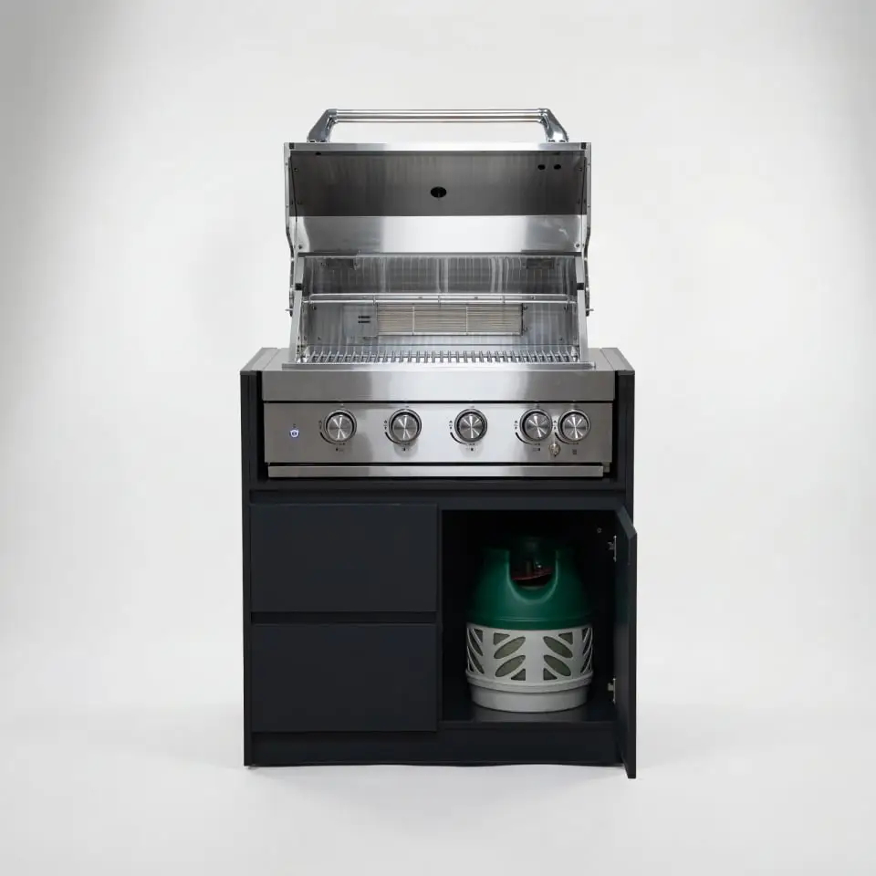 Oakley 4 Burner Gas BBQ - Double Drawer & Cupboard Modular Unit