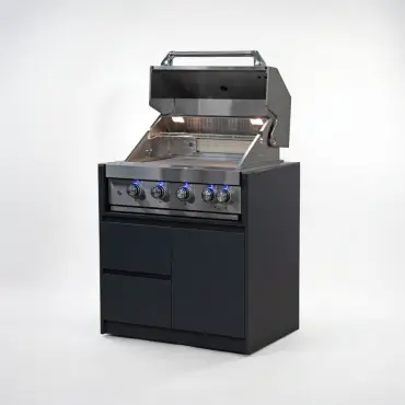 Oakley 4 Burner Gas BBQ - Double Drawer & Cupboard Modular Unit