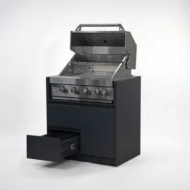 Oakley 4 Burner Gas BBQ - Double Drawer & Cupboard Modular Unit