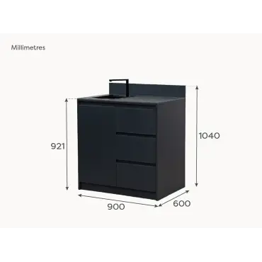 Oakley Cupboard - Triple Drawer with Sink & Foldable Tap Modular Unit