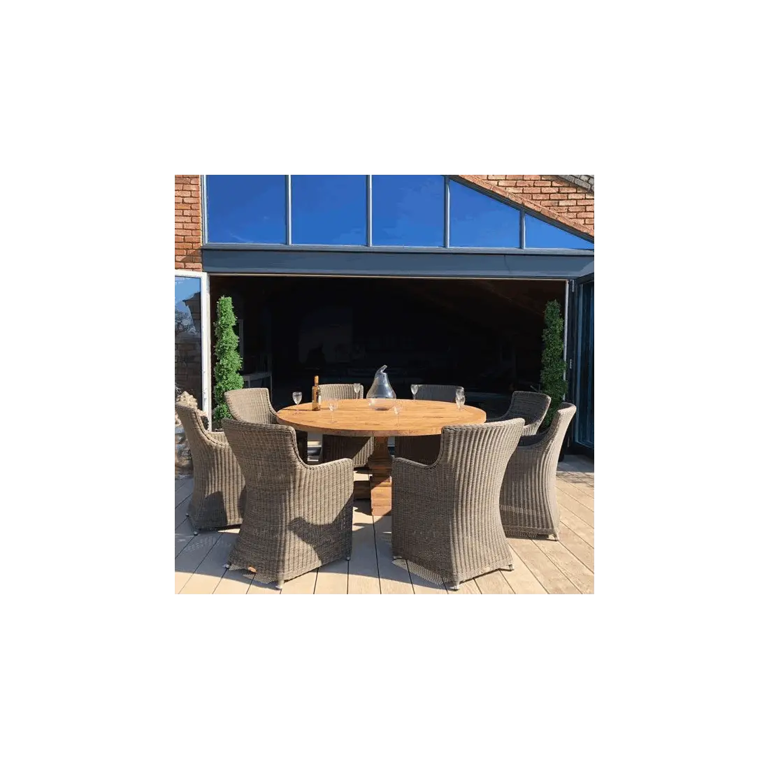 Seville 8 Chair Round Teak Dining Set