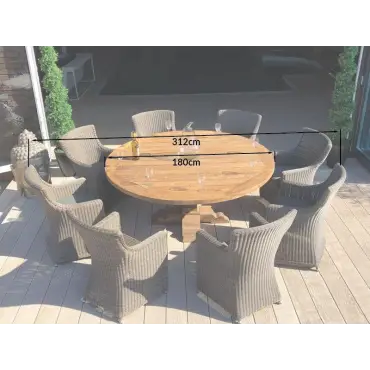 Seville 8 Chair Round Teak Dining Set