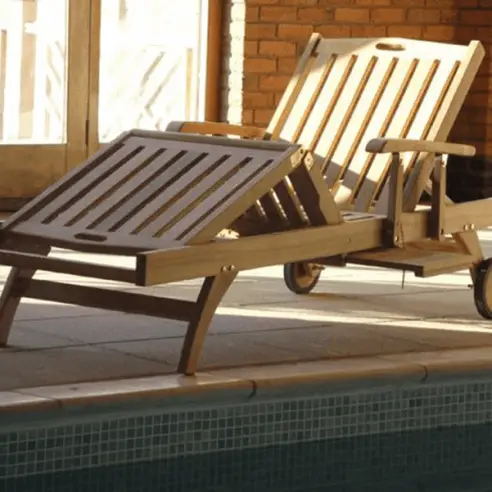 Stratford sun lounger With drinks tray teak garden furniture