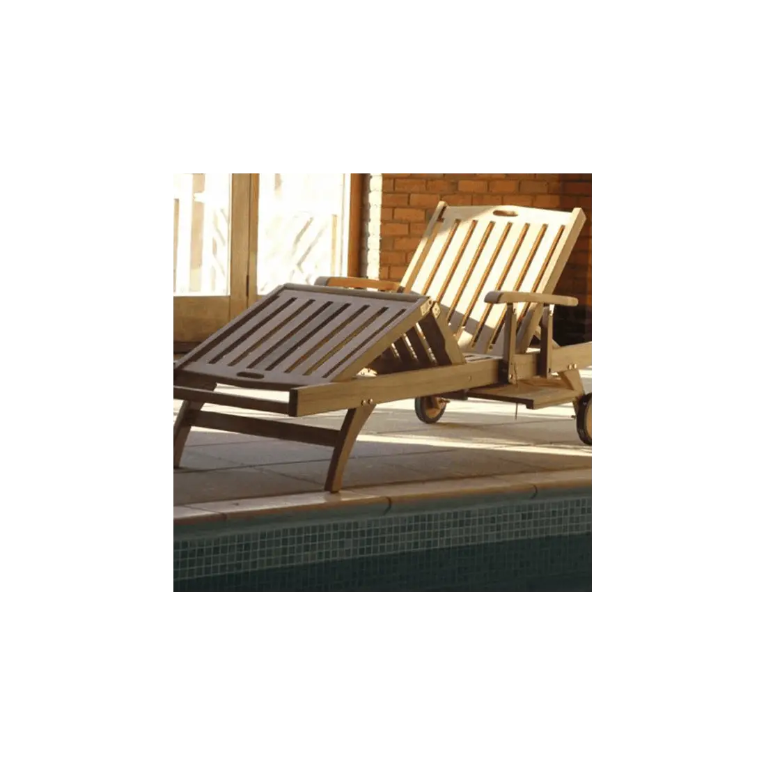 Stratford sun lounger With drinks tray teak garden furniture