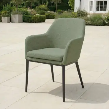 Ally 6-12 Seat Fabric Aluminium Dining Set - Extending Table Green