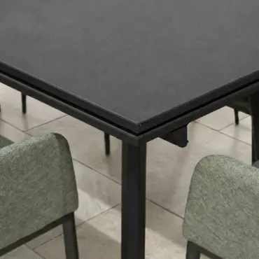 Ally 6-12 Seat Fabric Aluminium Dining Set - Extending Table Green