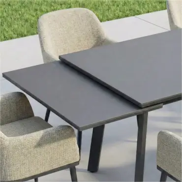 Ally 6-12 Seat Fabric Aluminium Dining Set - Extending Table Oatmeal