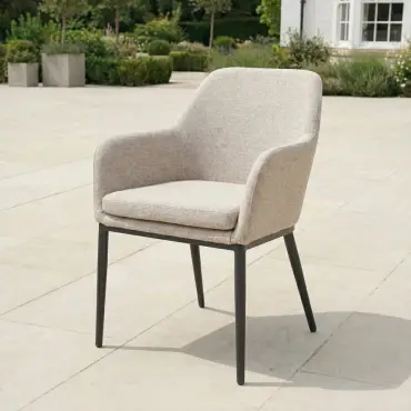 Ally 6-12 Seat Fabric Aluminium Dining Set - Extending Table Oatmeal