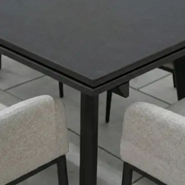 Ally 6-12 Seat Fabric Aluminium Dining Set - Extending Table Oatmeal