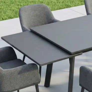 Ally 6-12 Seat Fabric Aluminium Dining Set - Extending Table Graphite Grey