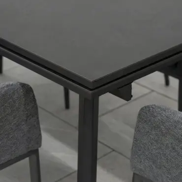 Ally 6-12 Seat Fabric Aluminium Dining Set - Extending Table Graphite Grey