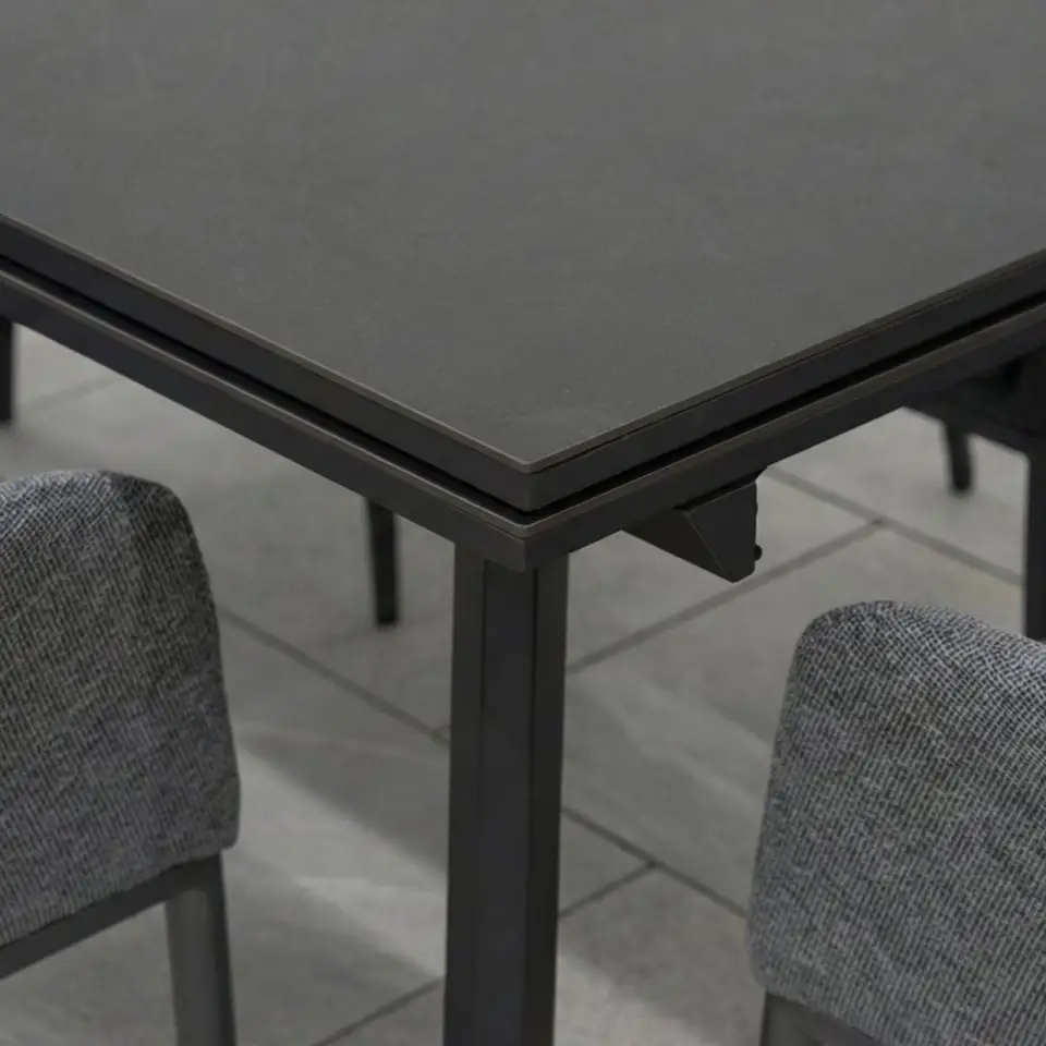 Ally 6-12 Seat Fabric Aluminium Dining Set - Extending Table Graphite Grey